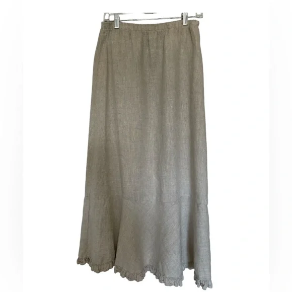 Maxi Linen Skirt w/ Ruffle - Picture 1 of 9